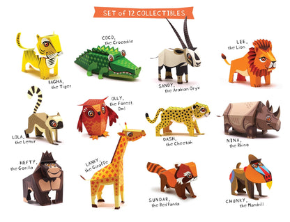 BOX SET 1: Set of 6 DIY Mini Endangered Animals Paper Craft Kits