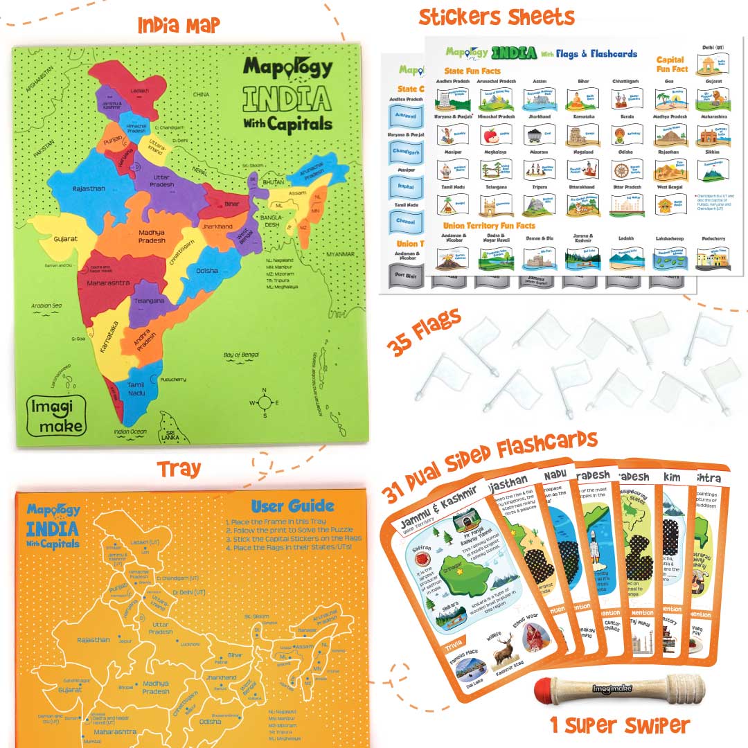 India with Flags & Flashcard Mapology MP64