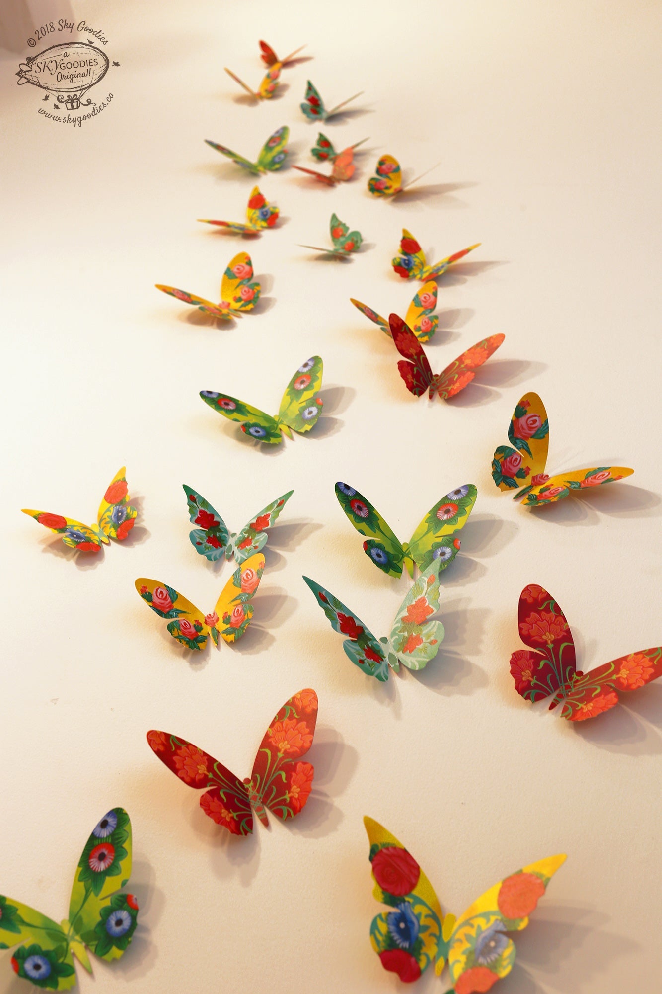 Paper Butterflies for Wall Decoration: Set of 24