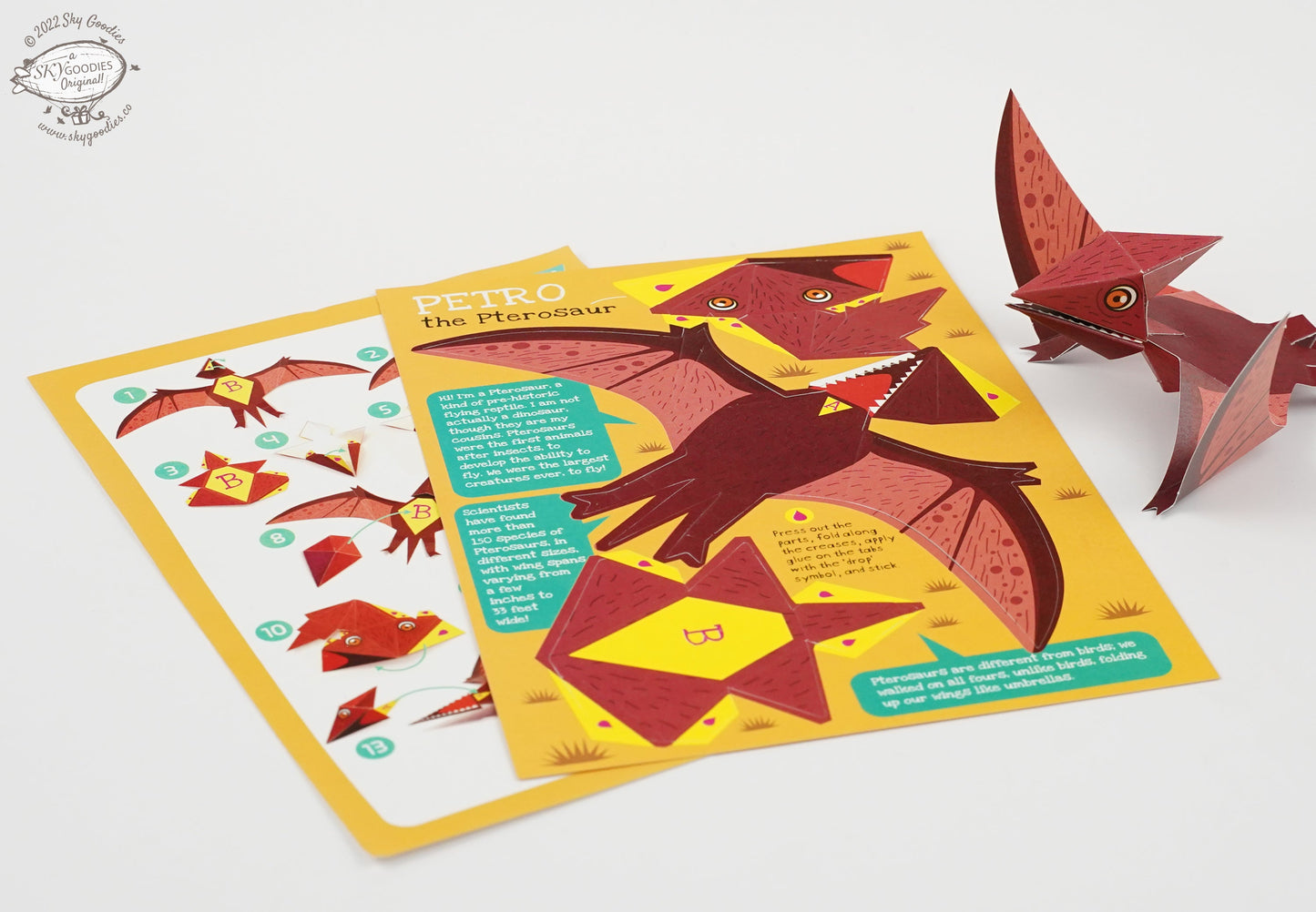 BOX SET of 6 DIY Mini Prehistoric Dinosaurs Paper Craft Kits