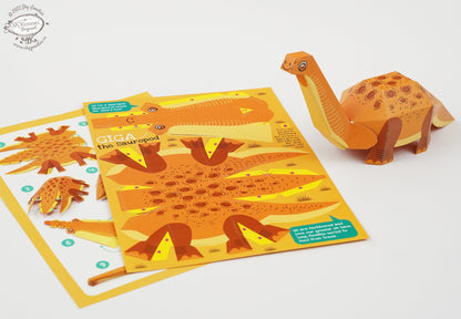 BOX SET of 6 DIY Mini Prehistoric Dinosaurs Paper Craft Kits