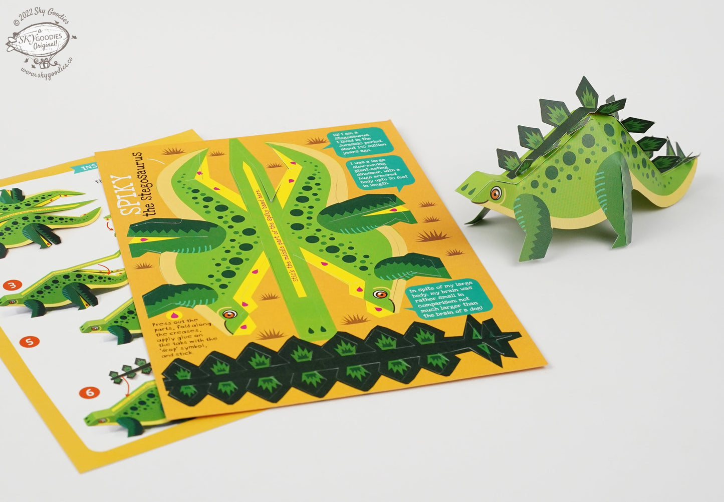 BOX SET of 6 DIY Mini Prehistoric Dinosaurs Paper Craft Kits