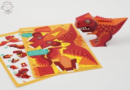 BOX SET of 6 DIY Mini Prehistoric Dinosaurs Paper Craft Kits