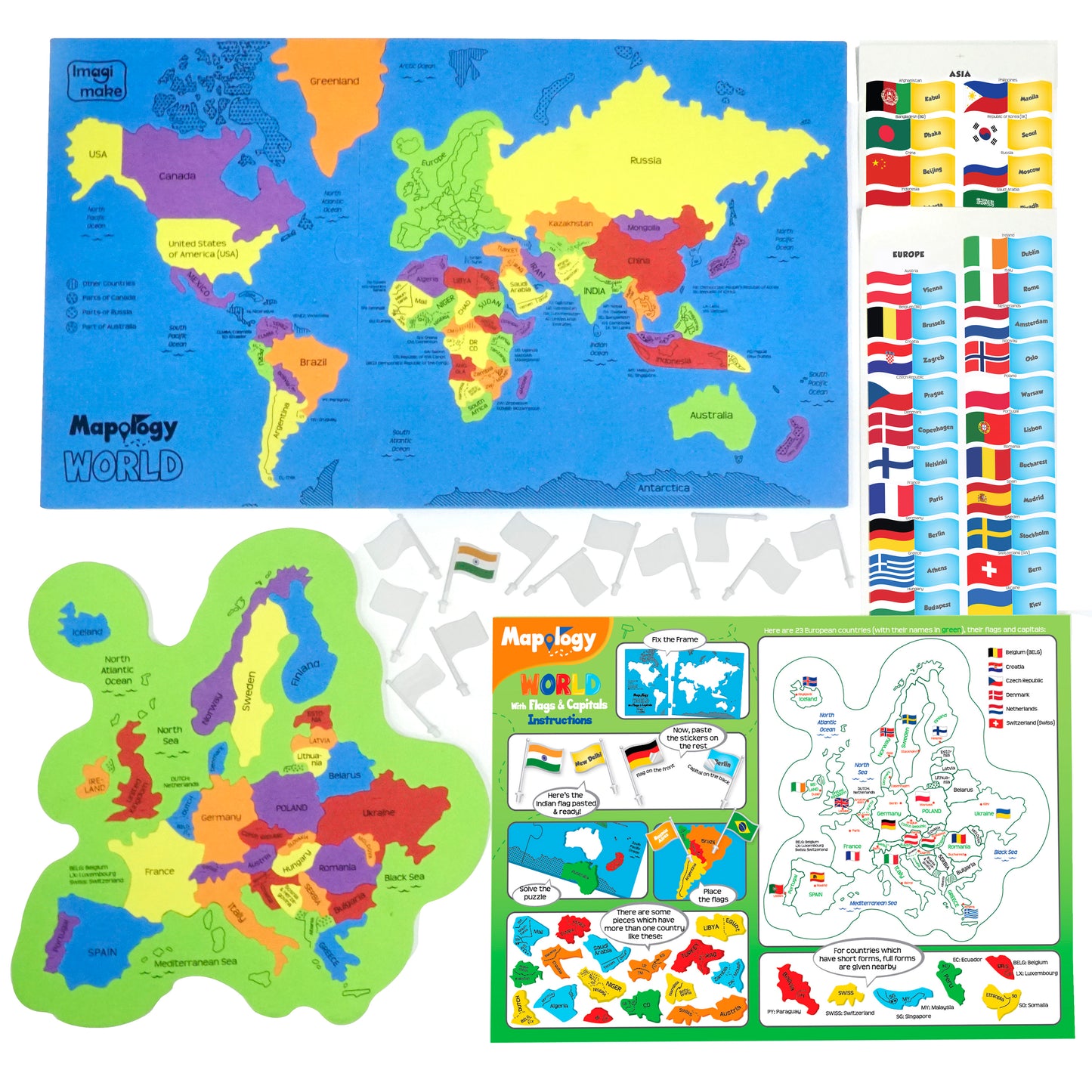 World with Flags & Capitals Mapology MP14