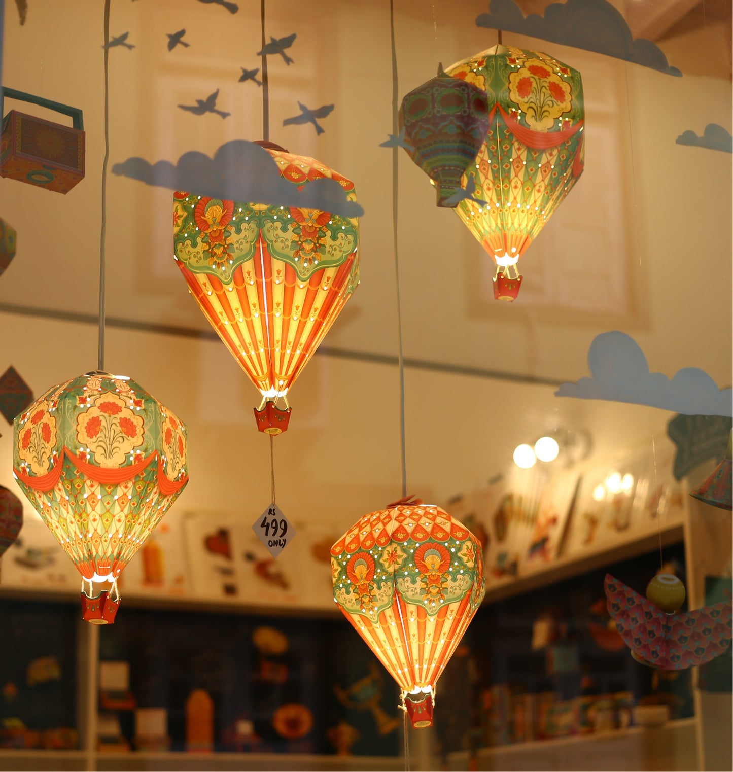 Big Blue Hot Air Balloon DIY Paper Lamp Shade