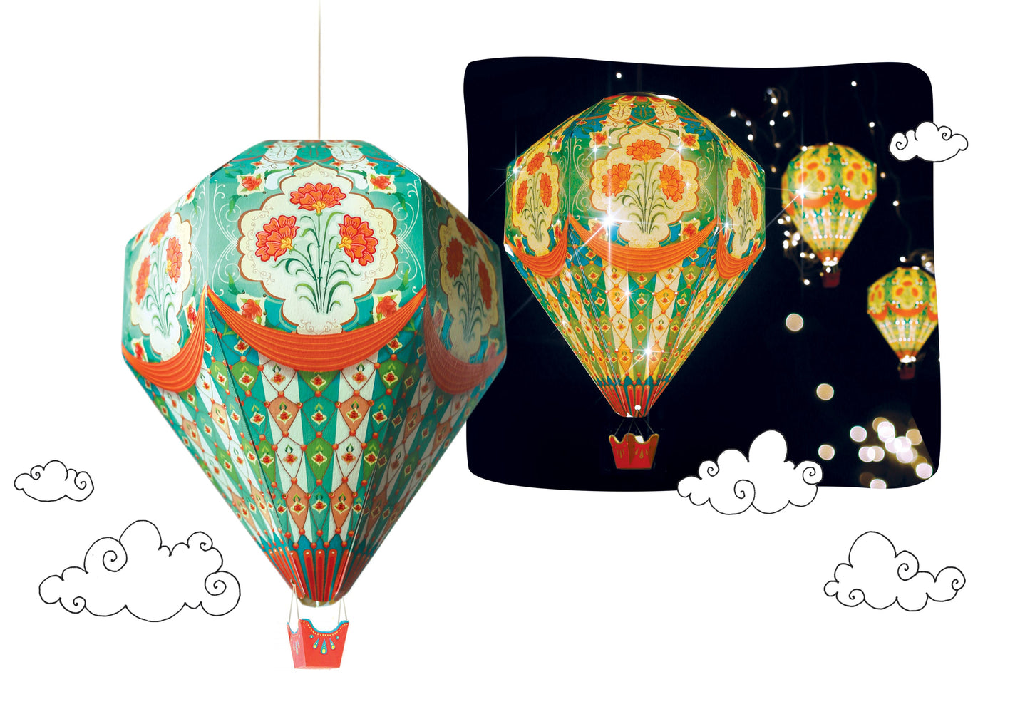 Small Blue Hot Air Balloon DIY Paper Lamp Shade