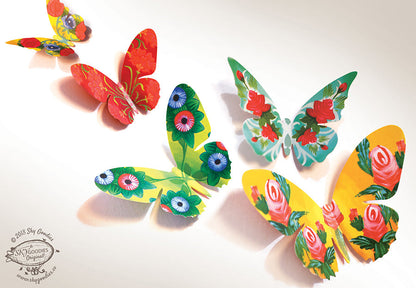 Paper Butterflies for Wall Decoration: Set of 24