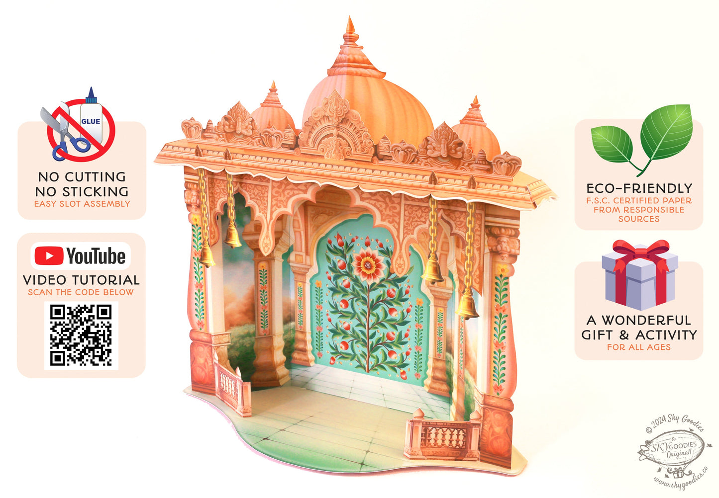 Mandir DIY Paper Craft Kit - Home Temple Decor Makhar