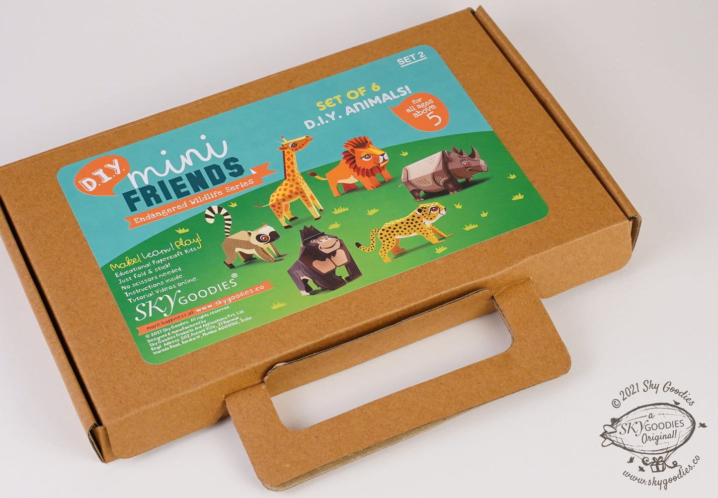 BOX SET 2: Set of 6 DIY Mini Endangered Animals Paper Craft Kits