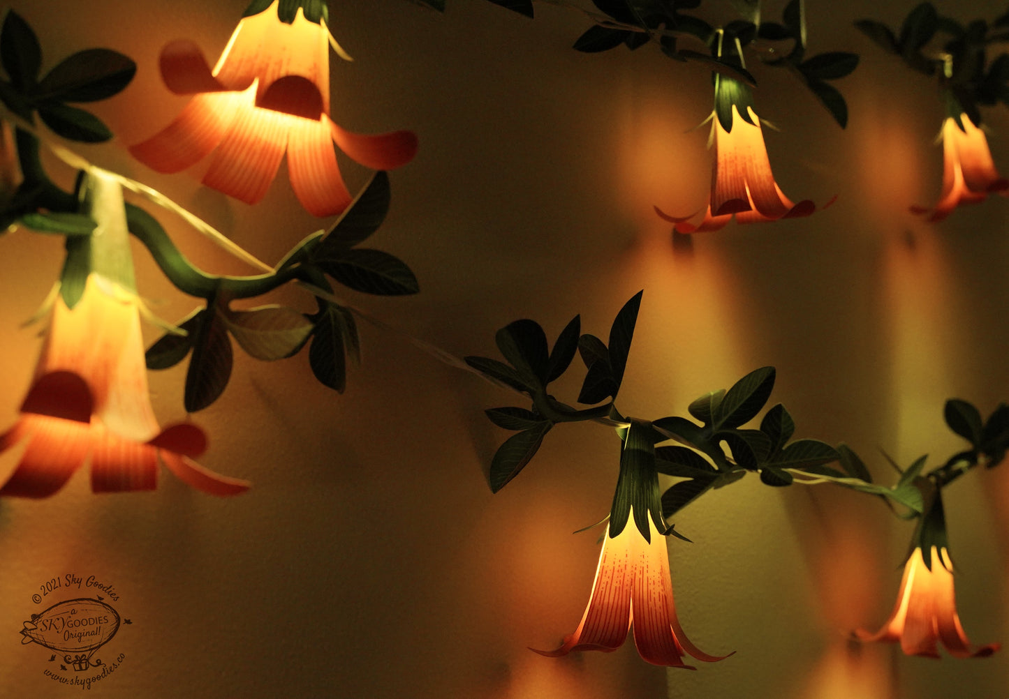 Pink Paper Flower Fairy Lights (10 flowers)