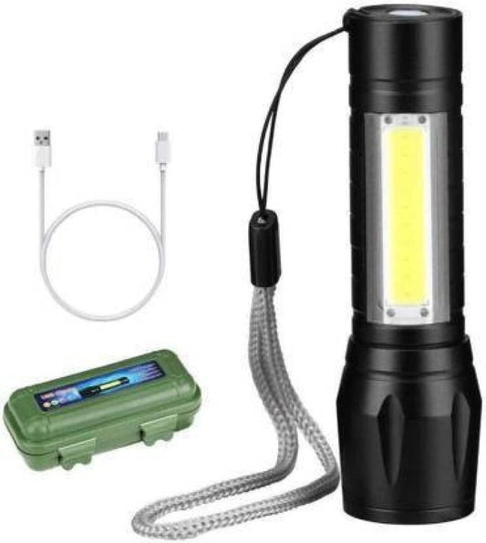 High LED Flashlight with COB Light Mini Waterproof