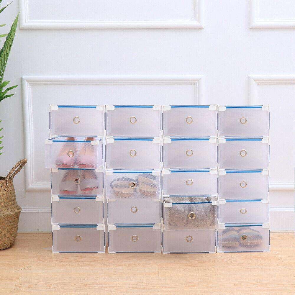 3 PCS Plastic Crate Storage Clear Drawer Shoe Boxes (Pack of 3)