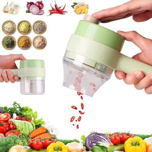 4 in 1 Electric Handheld Cooking Hammer Vegetable Cutter Set Electric Food Chopper  Slicer