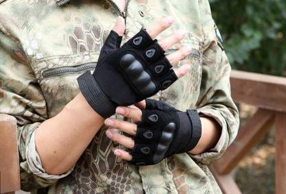 Half Finger Hard Knuckle Motorcycle Army Shooting Tactical Outdoor Breathable Gym & Fitness Riding Gloves for Boys & Men (Pack of 1 Pair, Assorted)