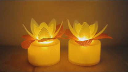 Decoration Candles/Led Diwali Decor Lotus Flower Candle (4 Pcs)