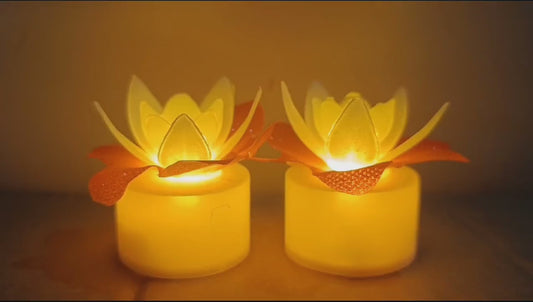 Decoration Candles/Led Diwali Decor Lotus Flower Candle (4 Pcs)