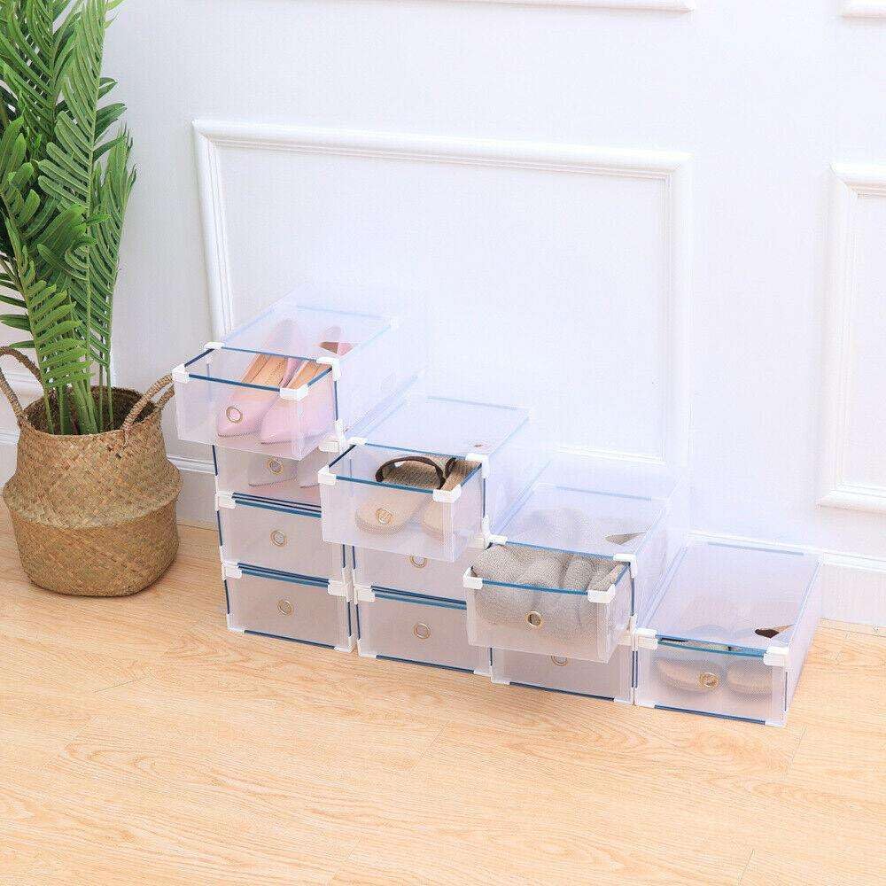 3 PCS Plastic Crate Storage Clear Drawer Shoe Boxes (Pack of 3)