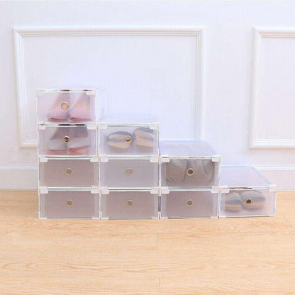 3 PCS Plastic Crate Storage Clear Drawer Shoe Boxes (Pack of 3)