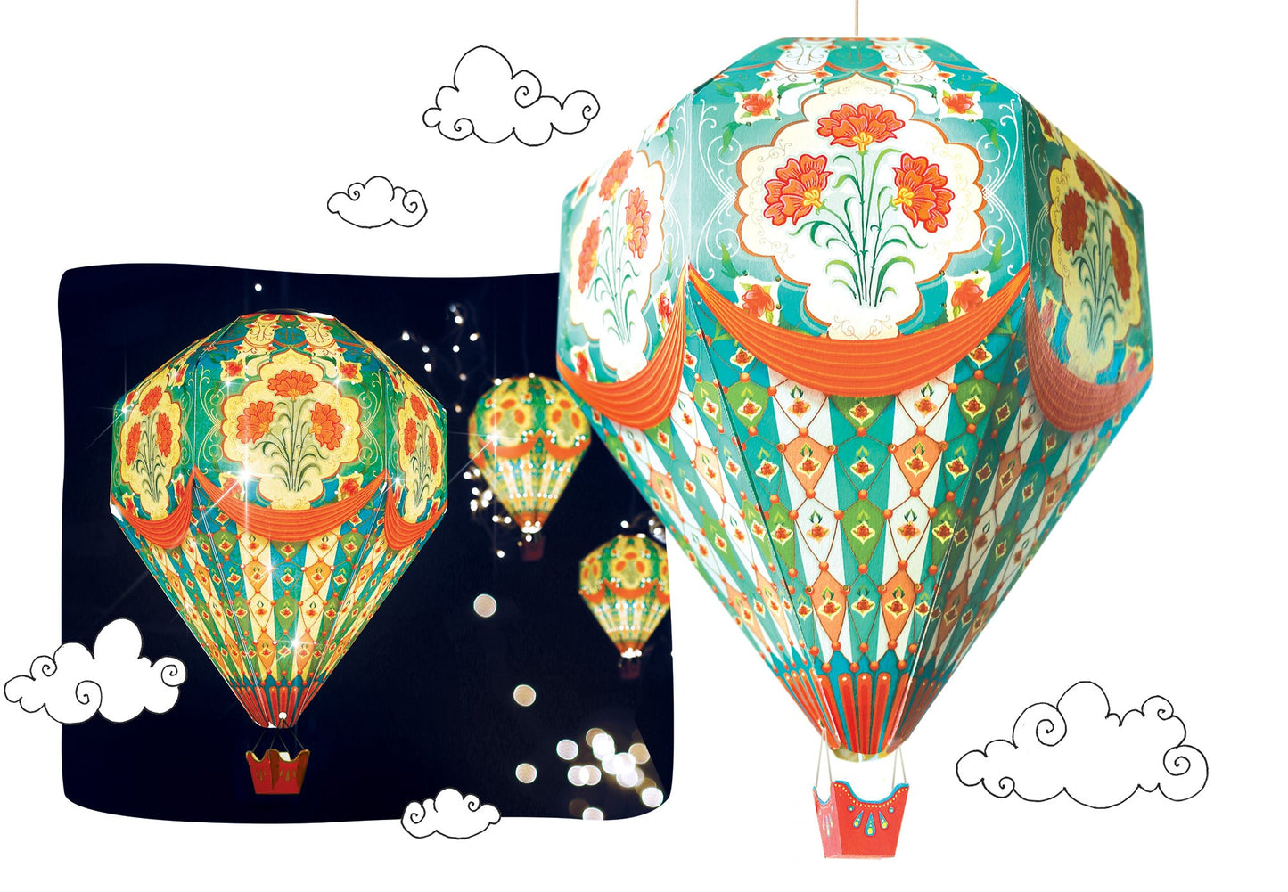 Big Blue Hot Air Balloon DIY Paper Lamp Shade